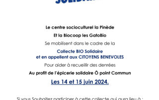 Collecte Bio-solidaire, appel à bénévoles