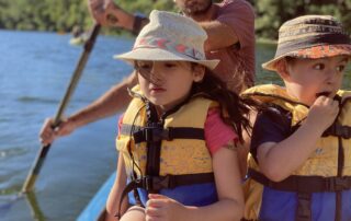 Family canoeing in the evening - from 3 years old with Kayacorde